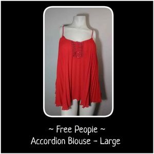 Free People Accordion Spaghetti Strap Blouse Large